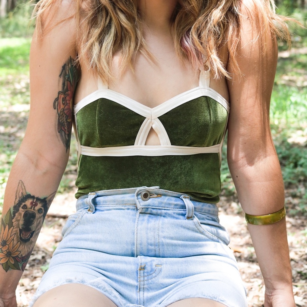 Solstice Intimates Green Velvet Bodysuit